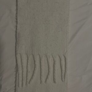 Cozy White Fringe Scarf